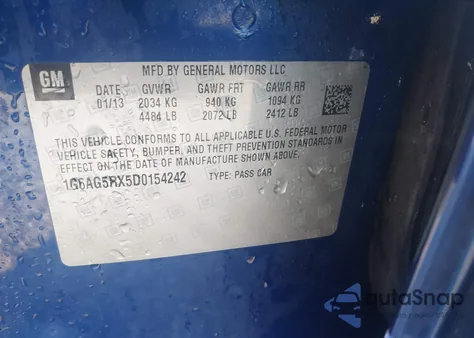 2013 Cadillac Ats Standard из США, поврежденный, VIN 1G6AG5RX5D0154242